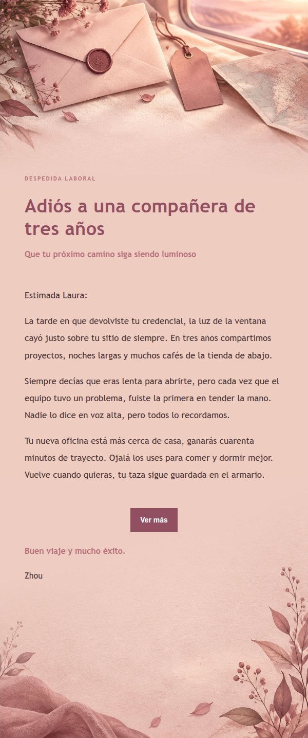 Carta de Despedida Estilo Editorial Rosa