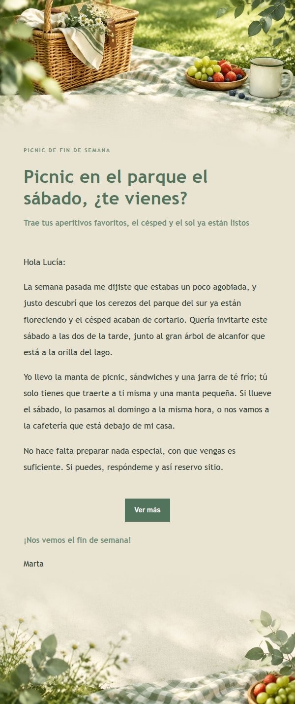 Invitación a Picnic en el Parque Estilo Salvia e Marfil