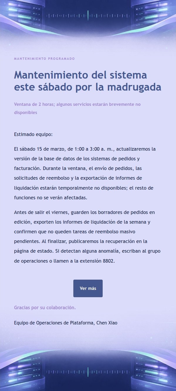 Aviso de Mantenimiento IT Lila y Azul Marino