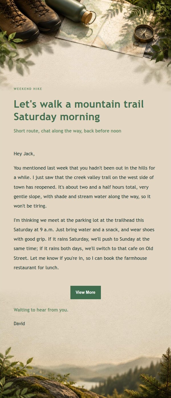 Forest Copper Casual Hike Invite