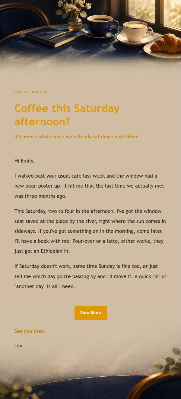 Navy & Gold Coffee Chat Invite