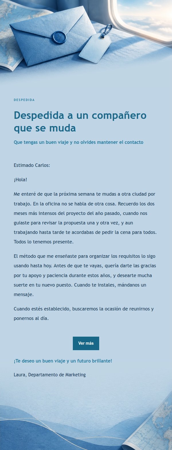 Carta de Despedida en Azul Cobalto