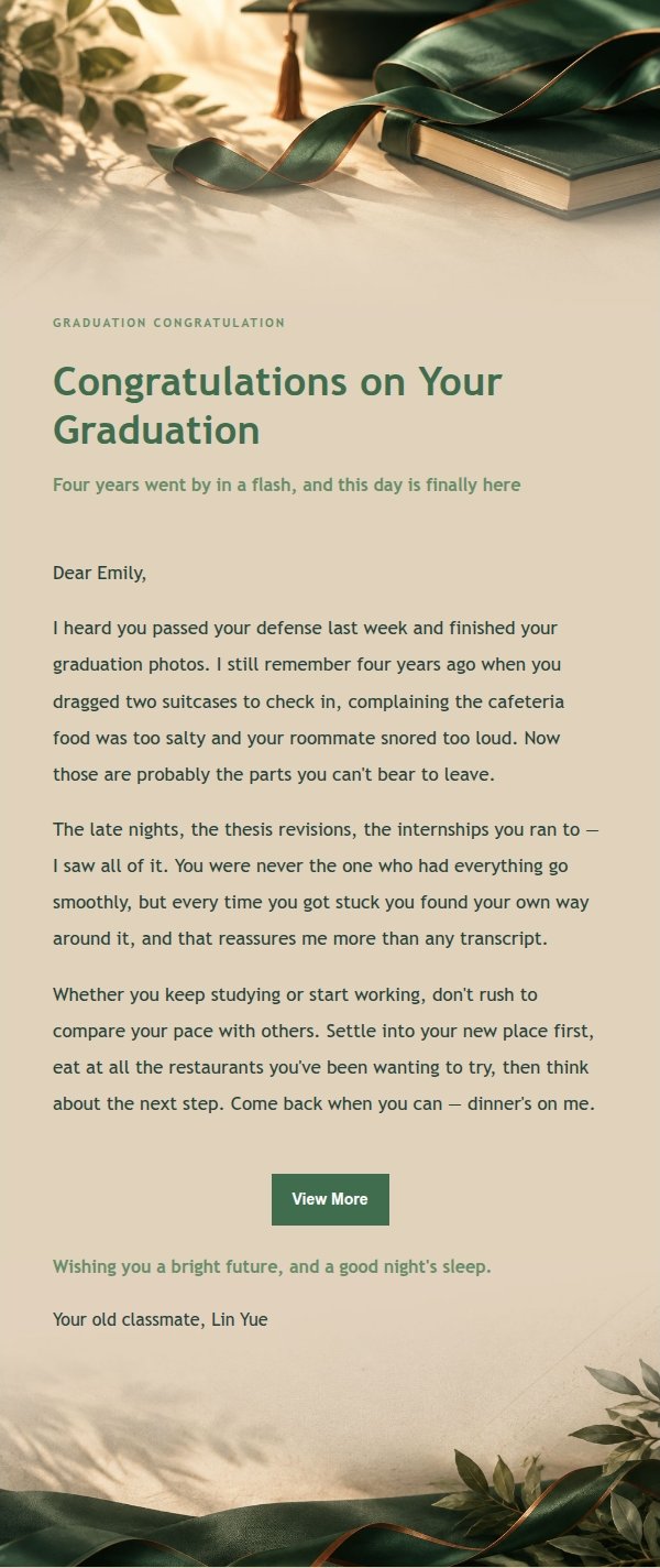 Forest Copper Graduation Congratulation Letter