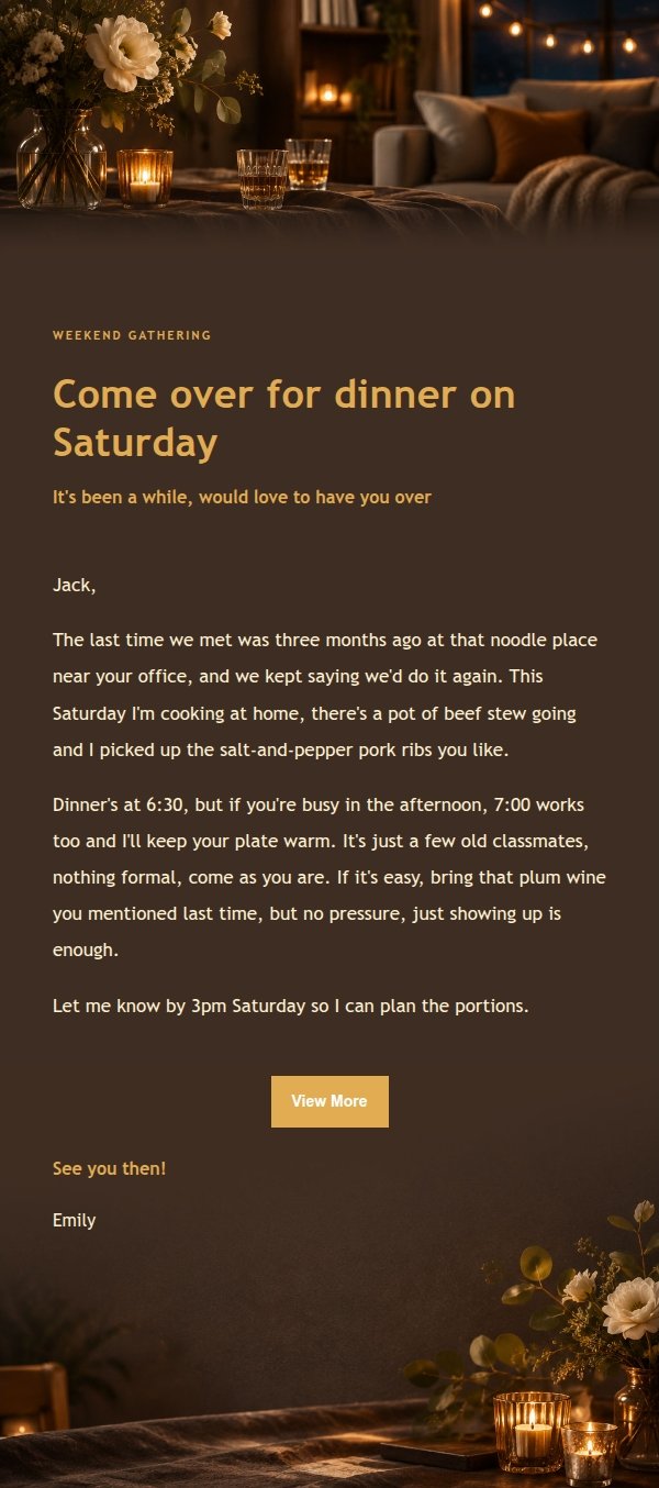 Charcoal Amber Home Gathering Invite
