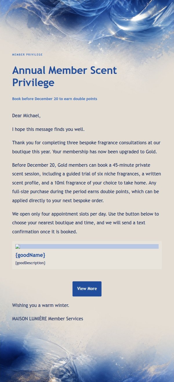 Ivory & Cobalt Fragrance Launch Email 2