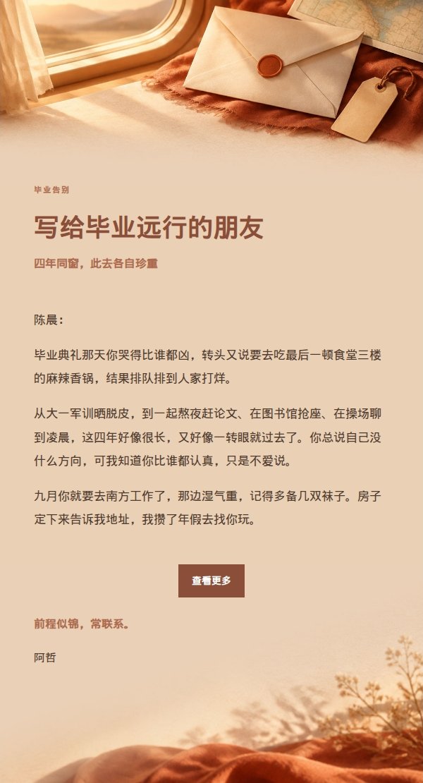 陶土奶油风告别送行邮件 2