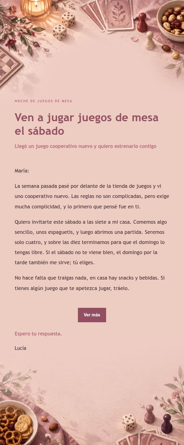 Invitación a Noche de Juegos de Mesa Estilo Editorial Rosa