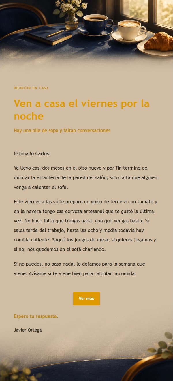 Invitación Café Azul y Dorado 2