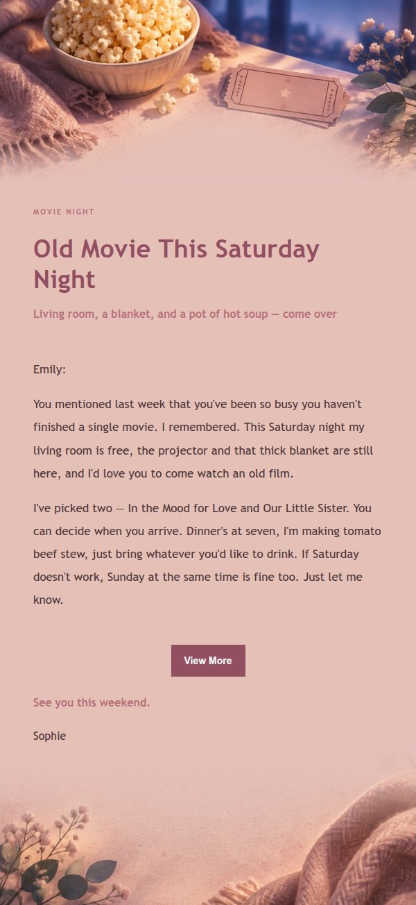 Rose Editorial Movie Night Invite