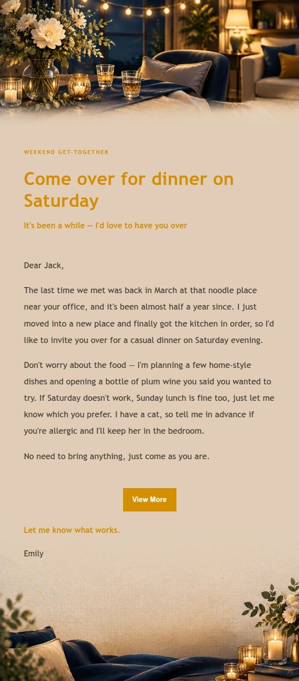 Navy & Gold Home Gathering Invite