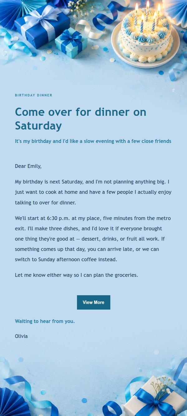 Cobalt Teal Birthday Gathering Invite