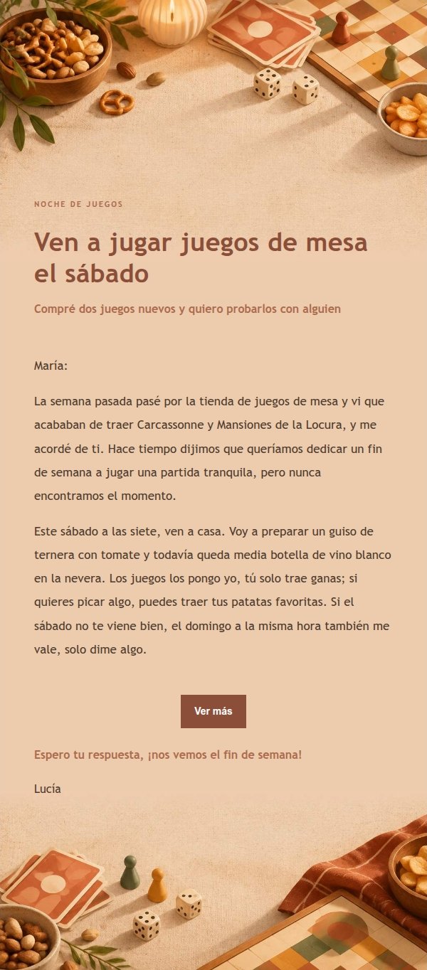 Invitación a Noche de Juegos de Mesa Estilo Terracota