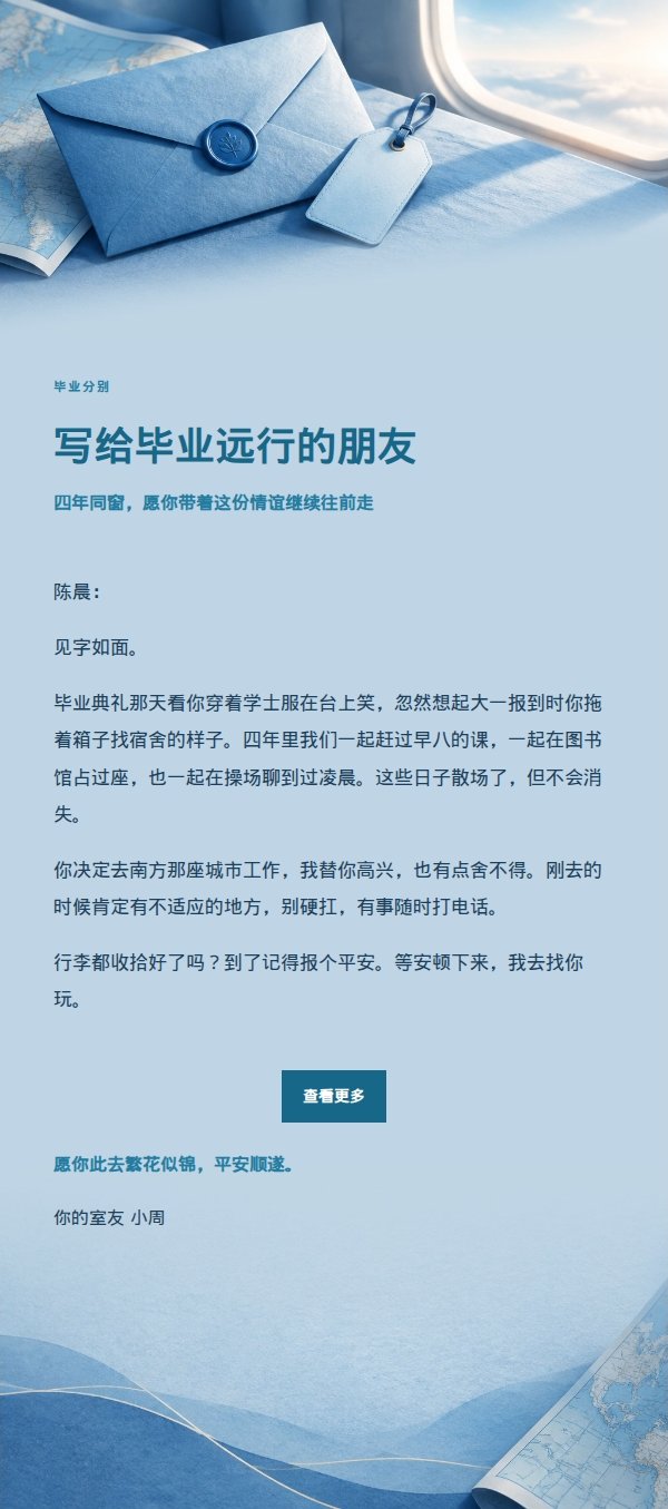 钴蓝青色告别送行邮件 2