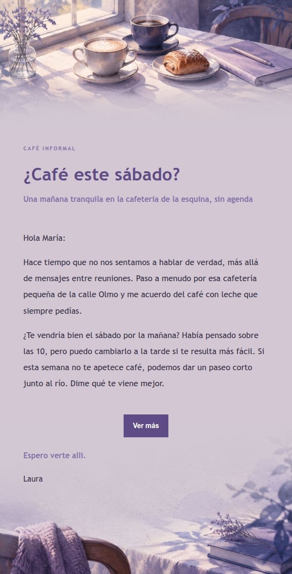 Invitación Café Estilo Lila