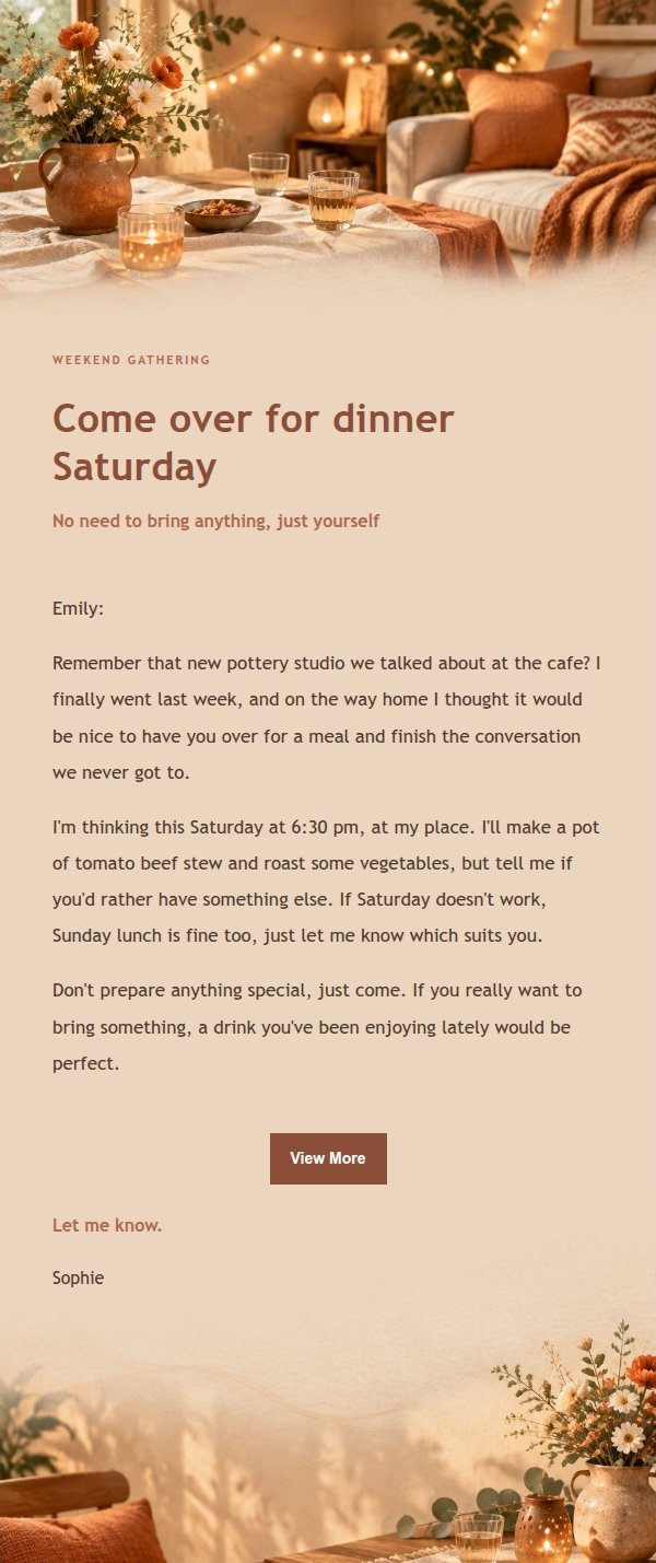 Terracotta Cream Home Gathering Invite
