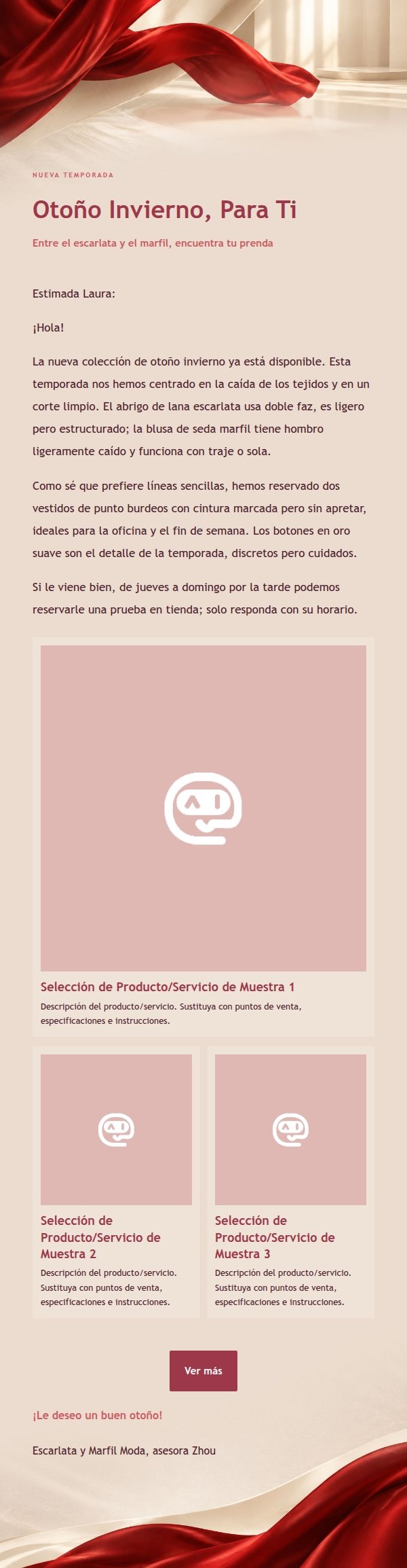 Carta de Moda Escarlata y Marfil