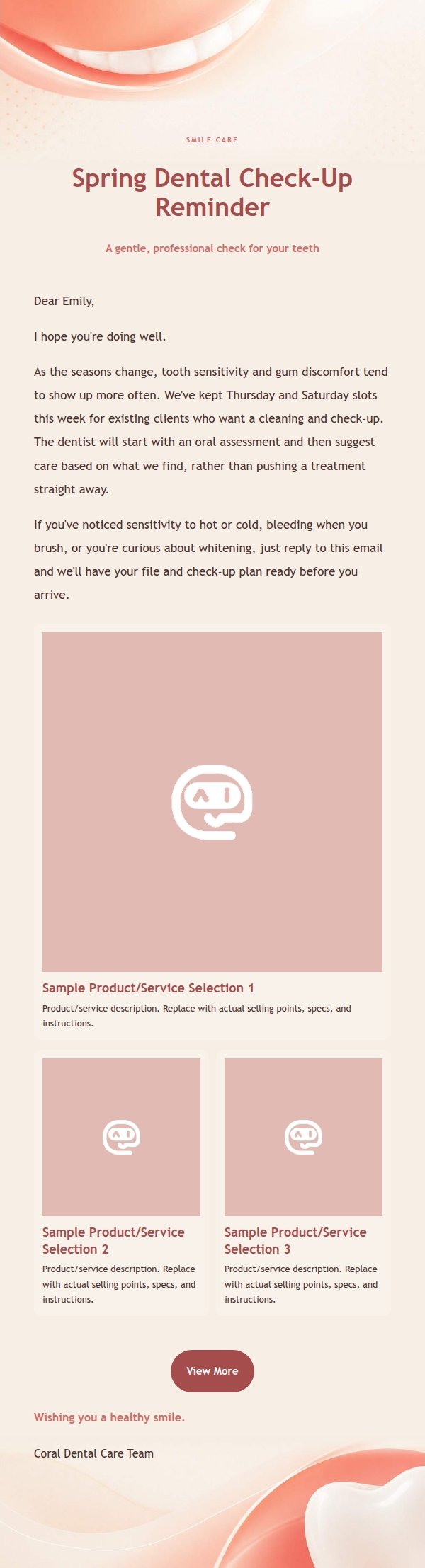 Coral Cream Smile Care Email
