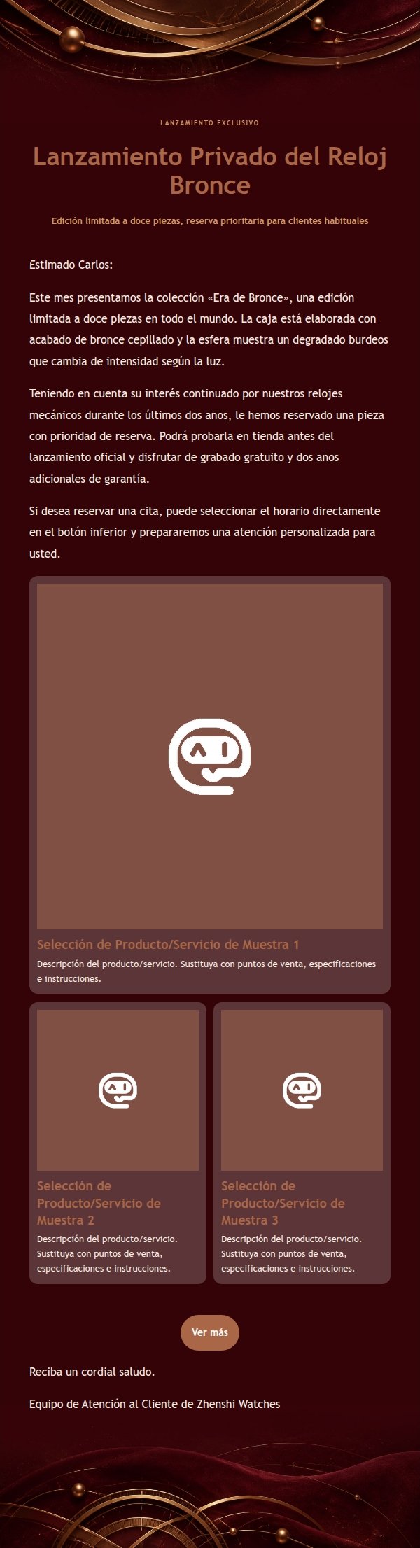 Correo de Relojes de Lujo Burdeos y Bronce