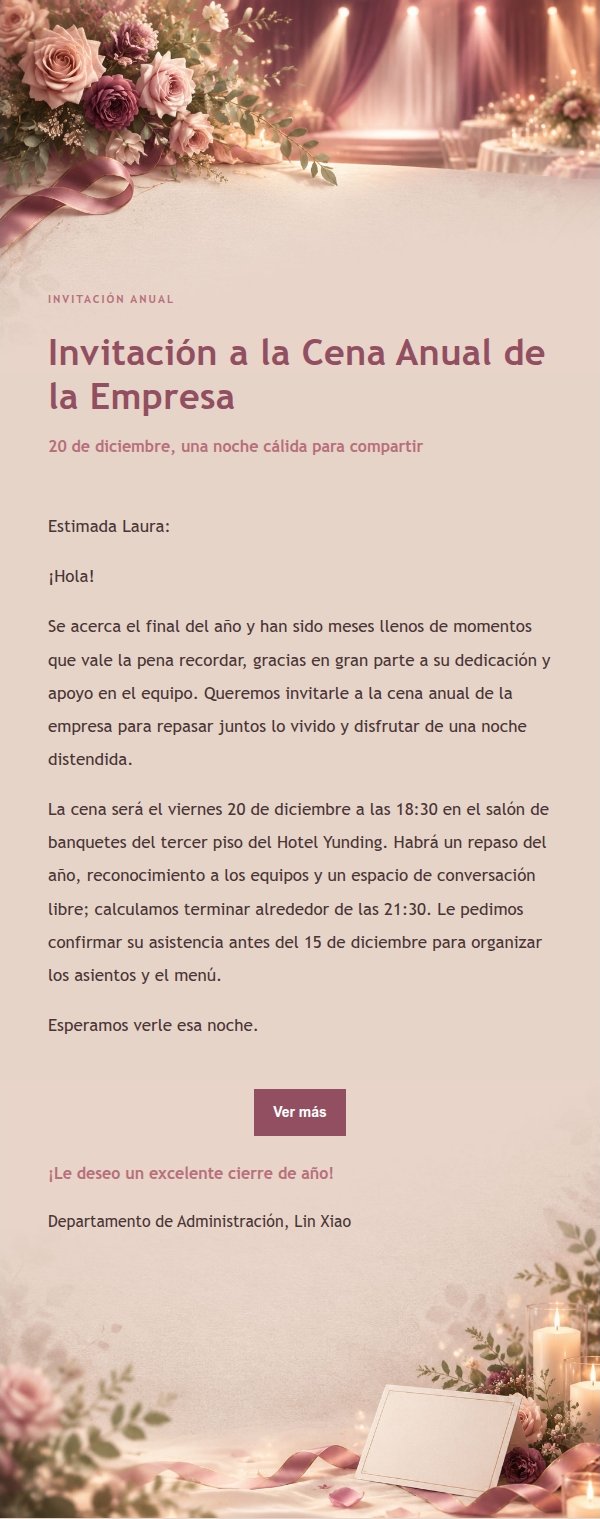 Invitación Anual Estilo Editorial Rosa