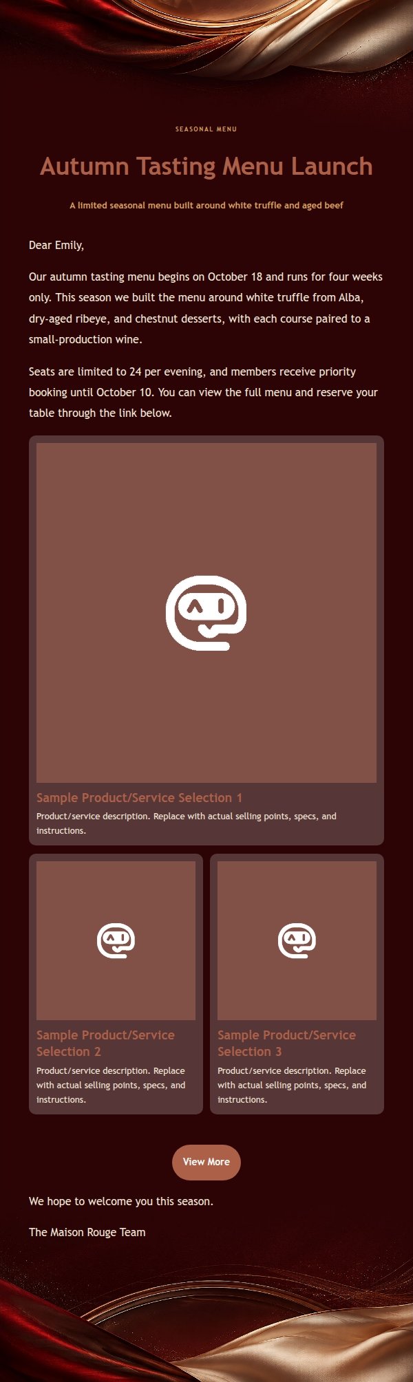 Ruby & Ivory Fine Dining Email