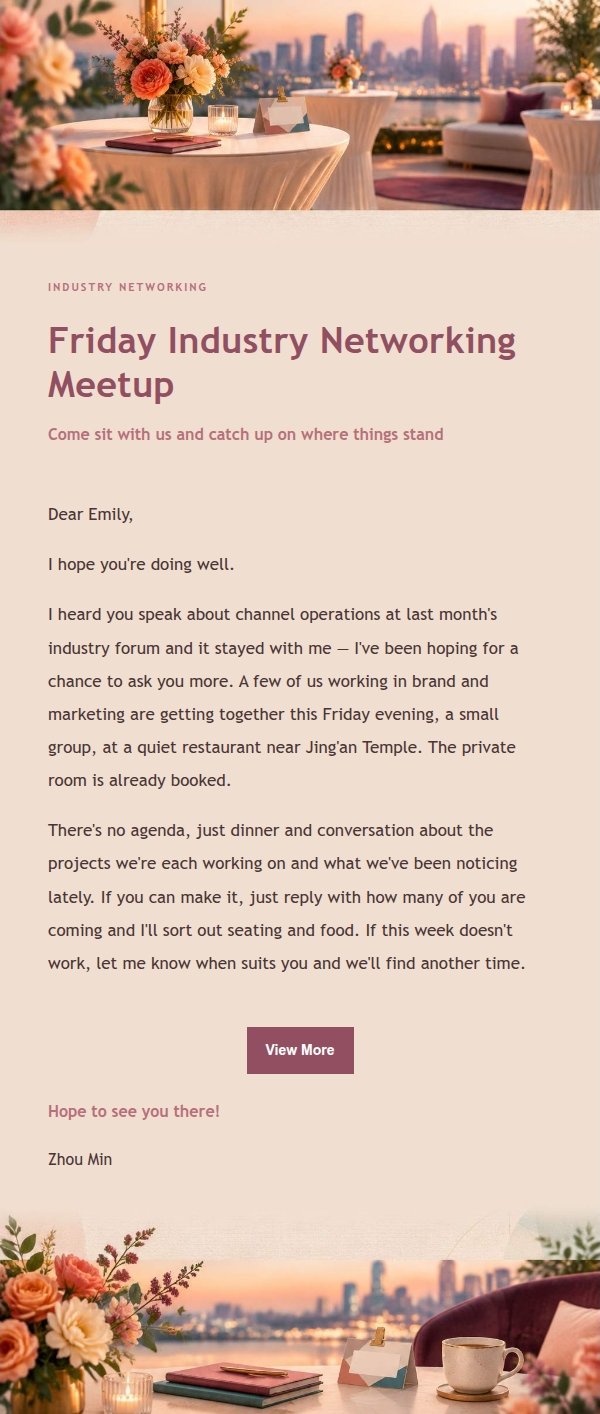 Rose Editorial Industry Networking Invitation