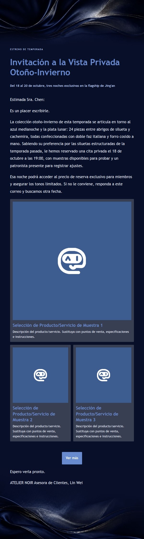Nueva Colección de Alta Costura Azul Medianoche