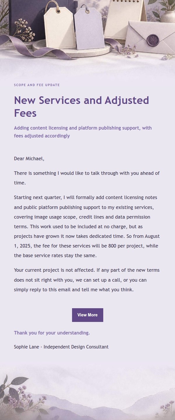 Lilac Paper Price Adjustment Notice 2