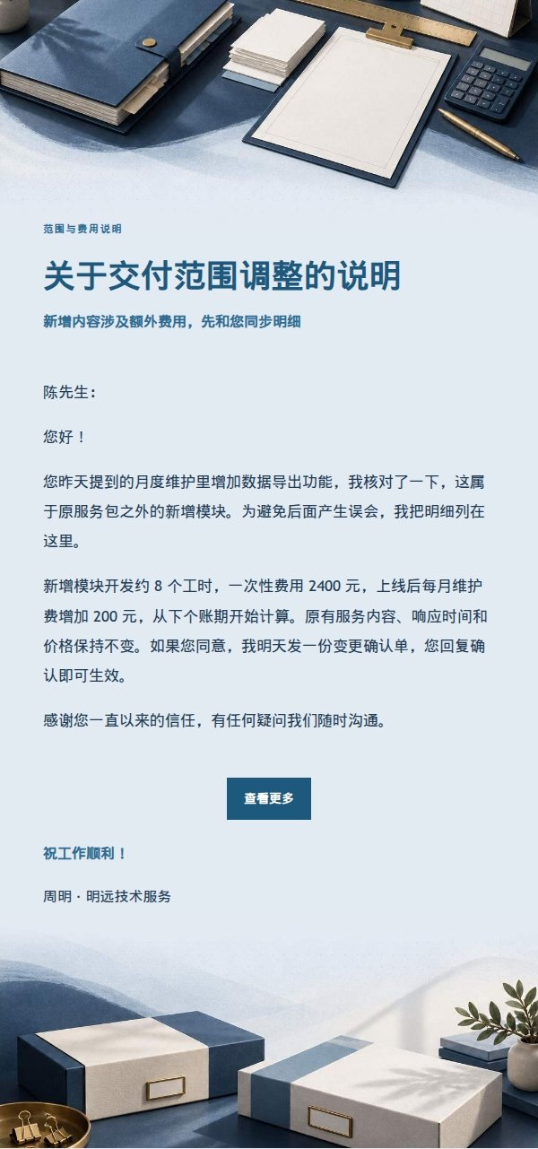 深蓝账本追加需求费用确认函 2