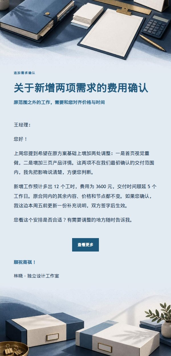 深蓝账本追加需求费用确认函