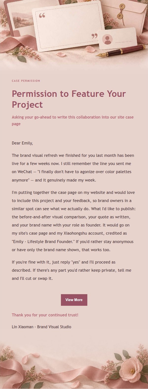 Rose Receipt Testimonial Permission Request