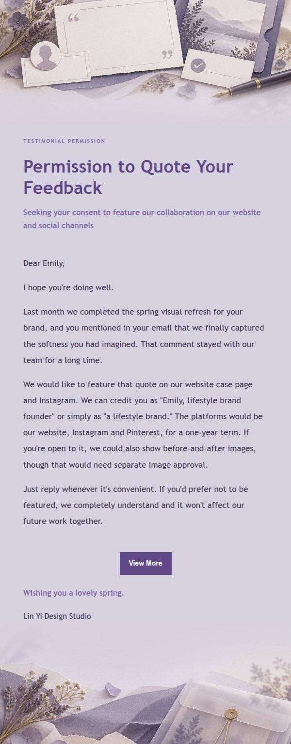 Lilac Paper Testimonial Permission Request