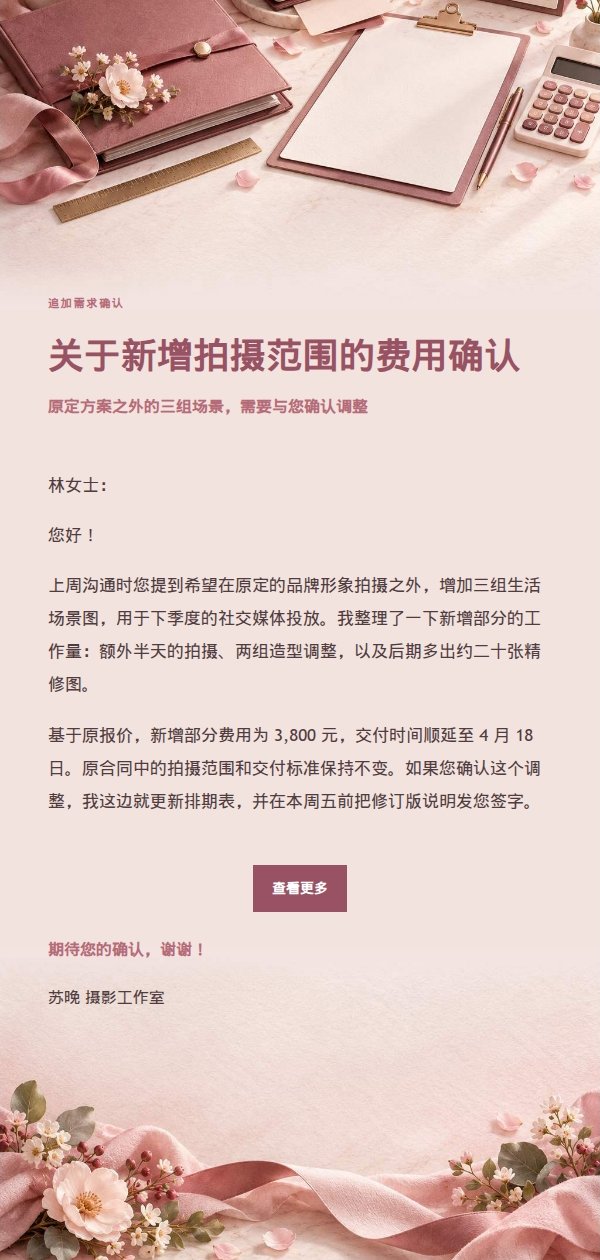 玫瑰收据追加费用确认信
