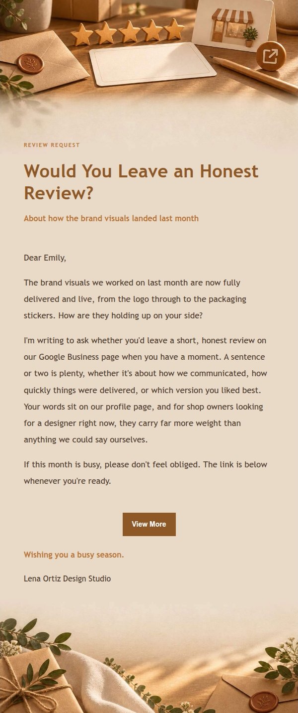 Amber Workbench Review Request Email