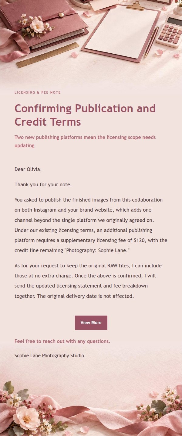 Rose Receipt Scope Change & Fee Confirmation Email 2