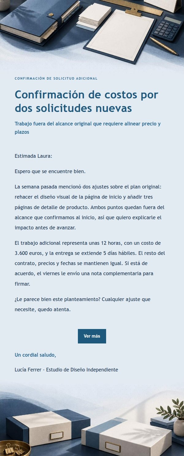 Confirmación de Costos Adicionales Estilo Libro Contable