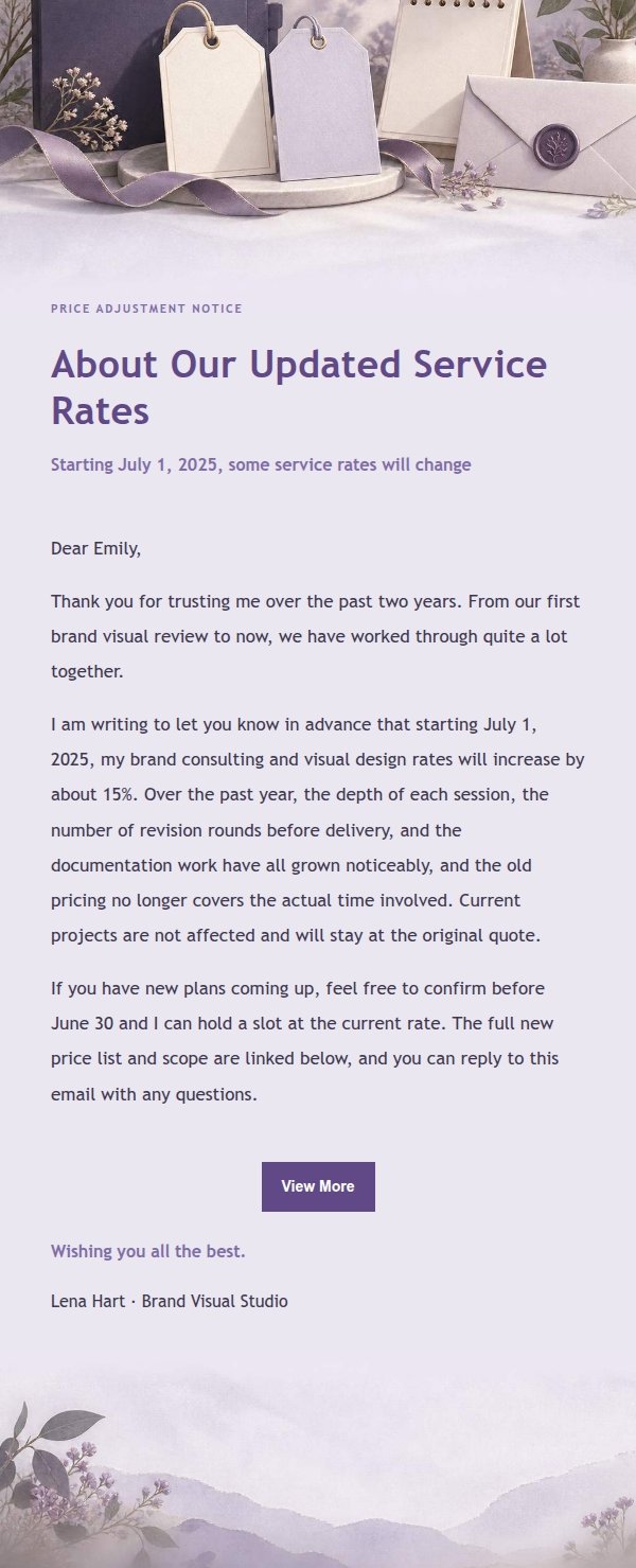 Lilac Paper Price Adjustment Notice