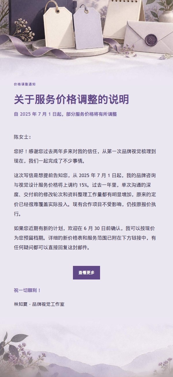 丁香纸品老客户调价通知