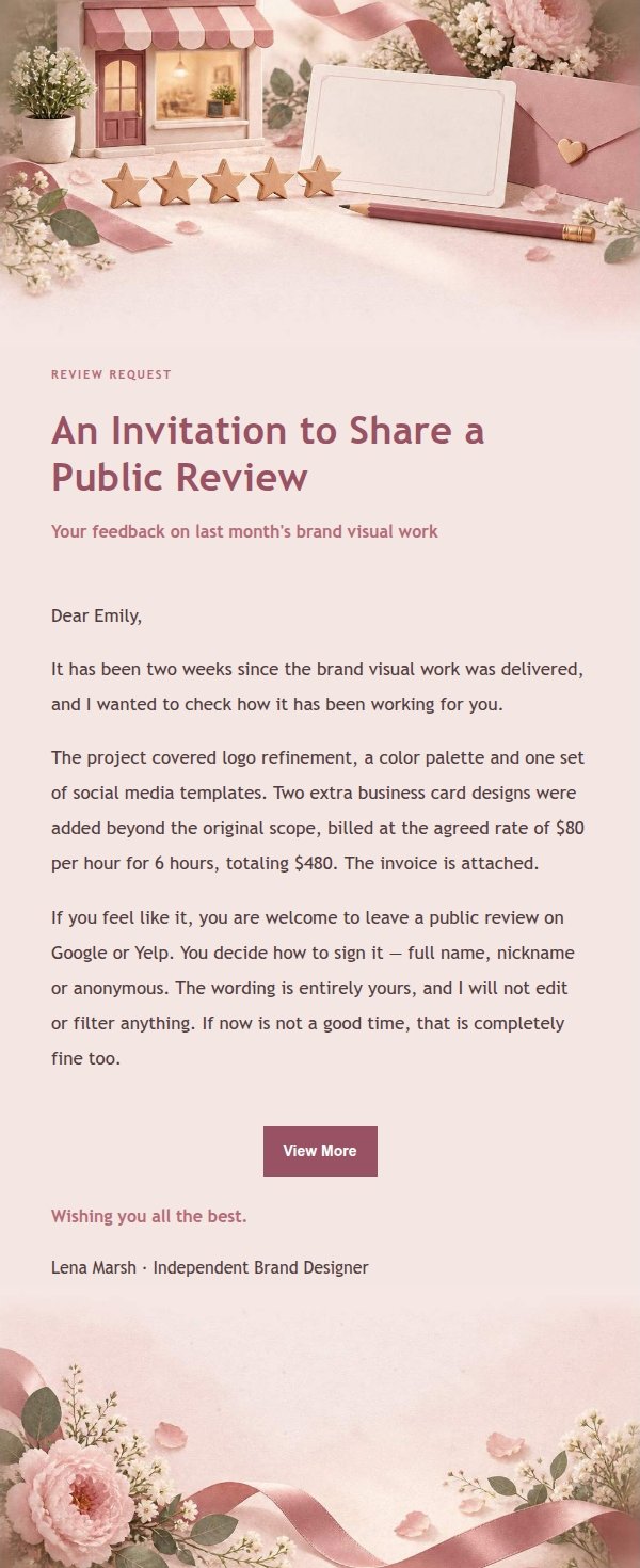 Rose Receipt Review Request Email