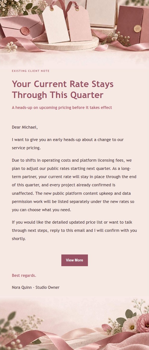 Rose Receipt Price Change Notice 2