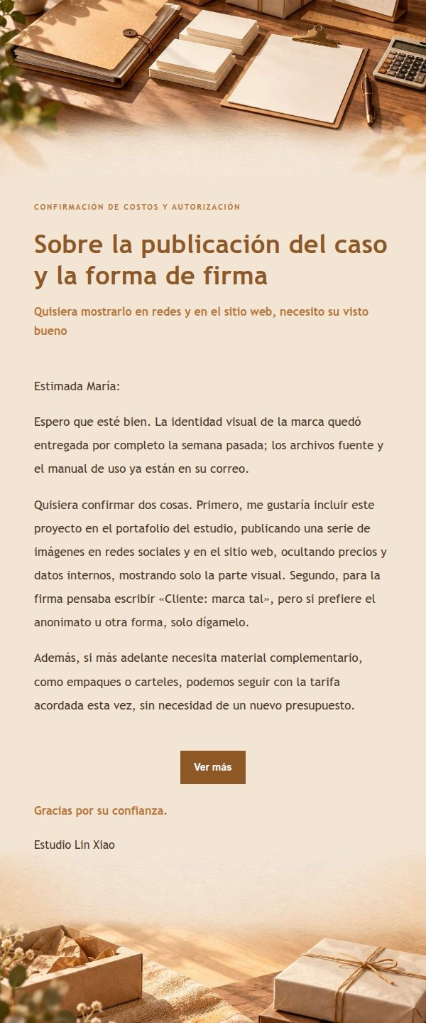 Confirmación de Costos Adicionales Estilo Taller Ámbar 2