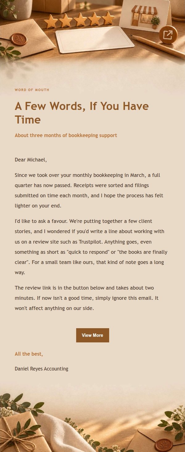 Amber Workbench Review Request Email 2