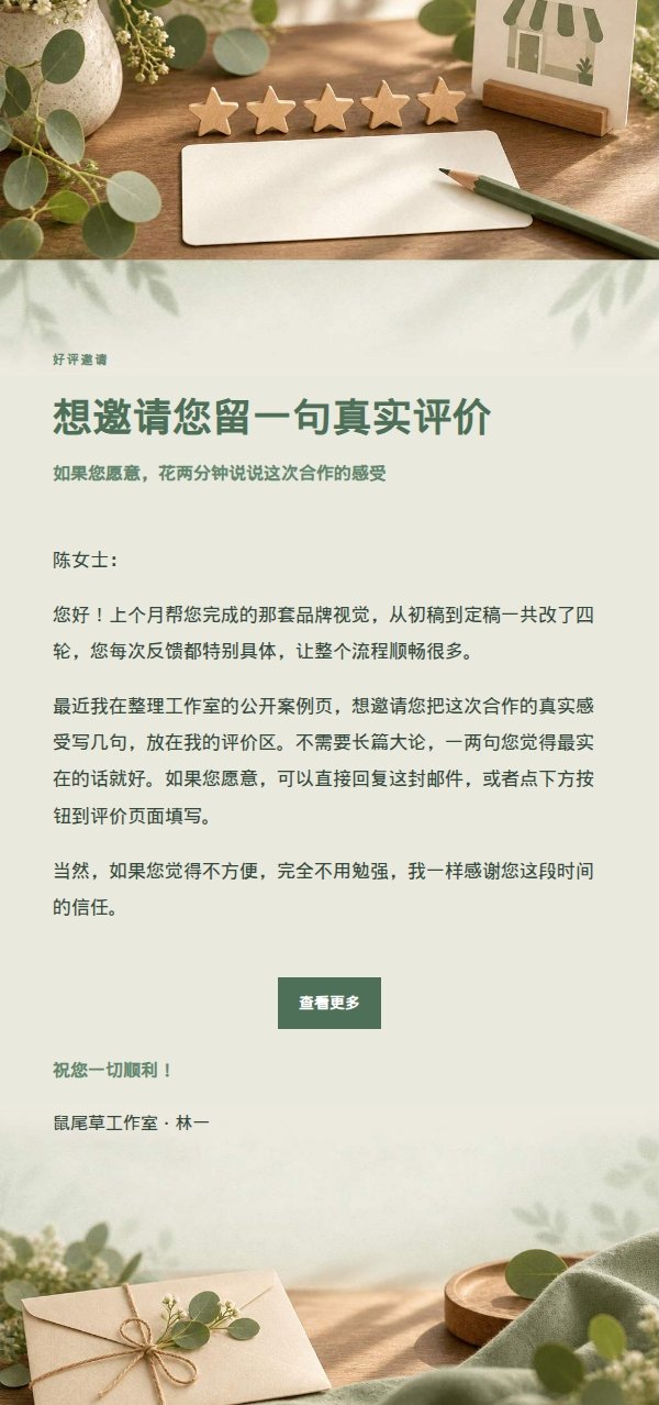 鼠尾草工作室客户好评邀请函