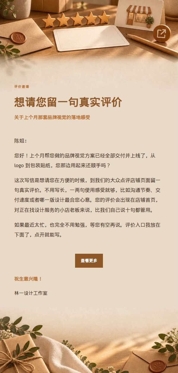琥珀工作台客户评价邀请函
