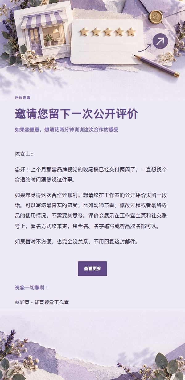 丁香纸品客户评价邀请函