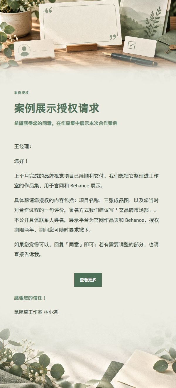 鼠尾草工作室客户证言授权请求
