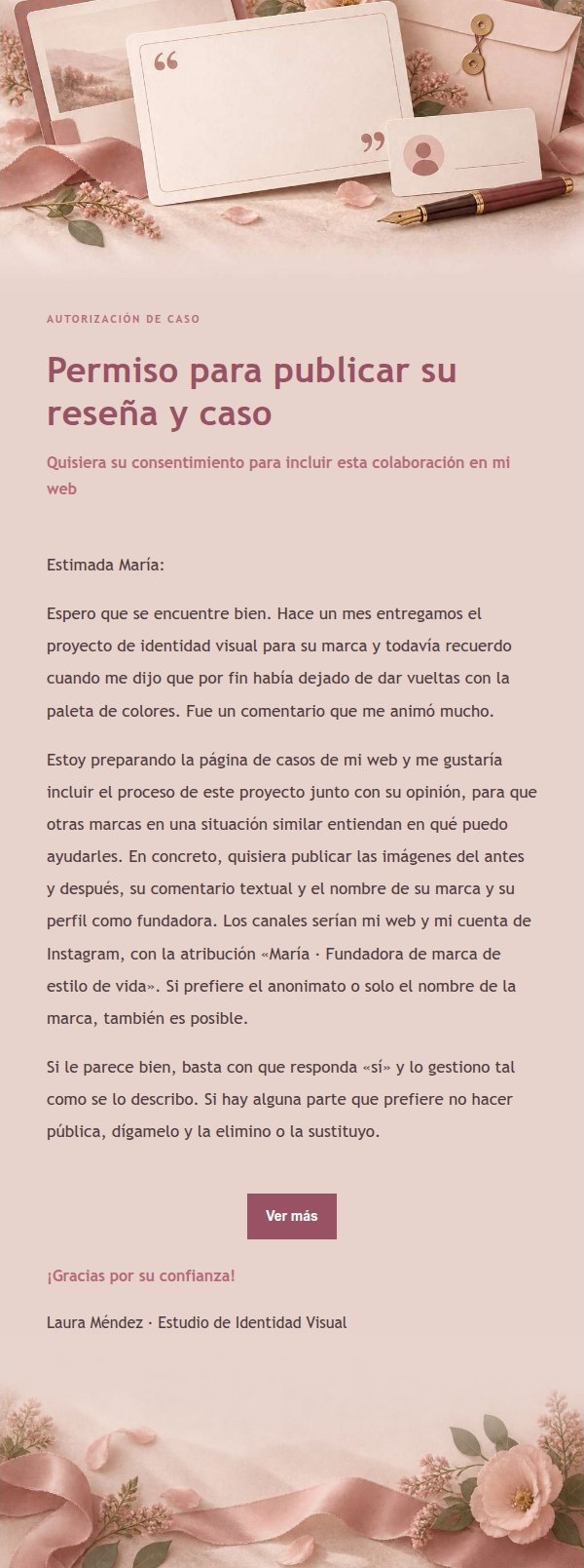 Carta de Autorización de Testimonios con Estilo Recibo Floral