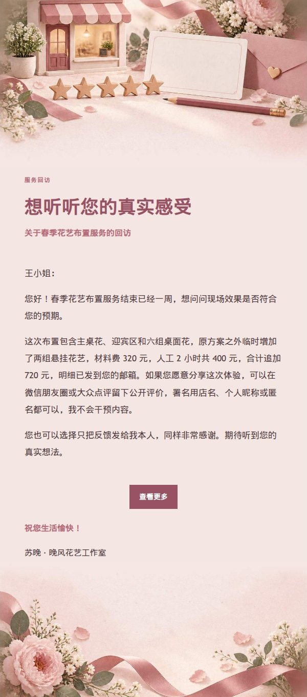 玫瑰收据客户评价邀请函 2