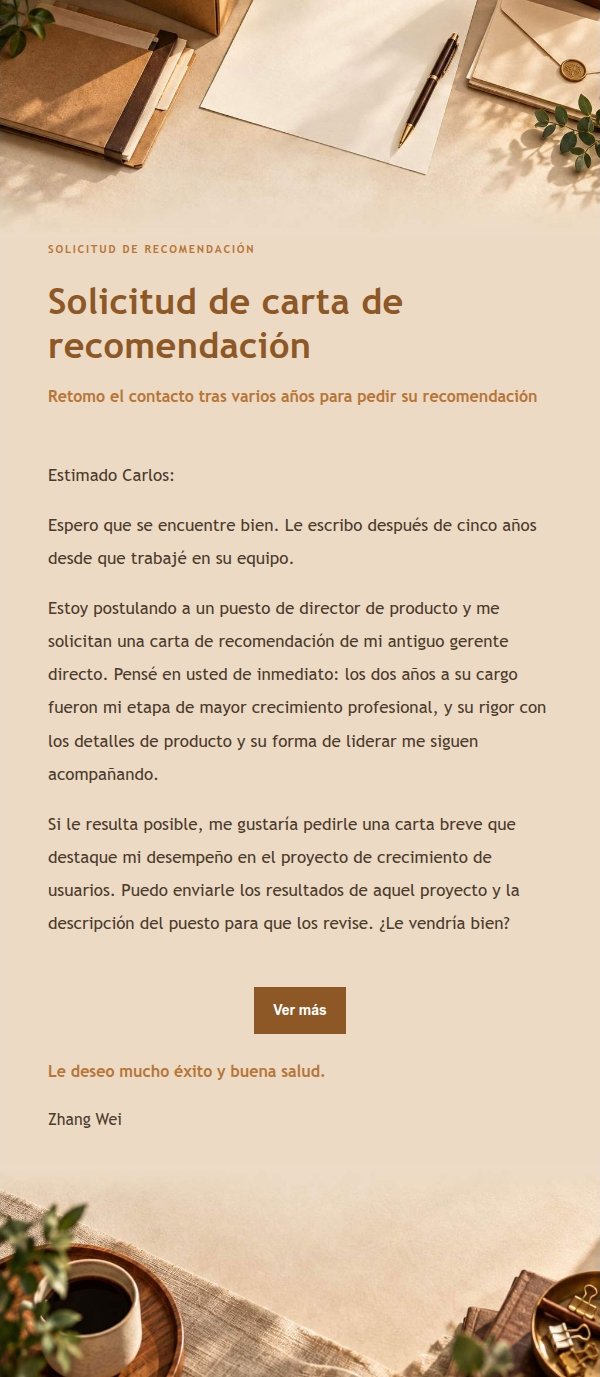Ámbar Taller · Solicitud de Carta de Recomendación
