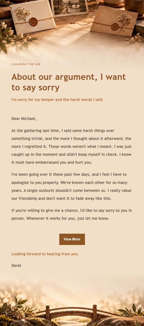 Amber Workbench Apology Email to a Friend 2