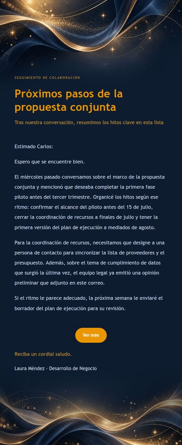Seguimiento de Colaboración Azul Marino y Oro